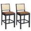 Tabouret de comptoir moderne de 26 po avec dossier en rotin et structure en bois-116133462-116133461
