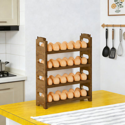 4-Tier Wooden Egg Holder - Brown