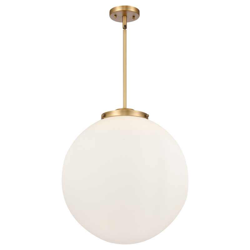 Luminaire suspendu sphère 3 lumières DEL Beacon, Laiton brossé, H 19 po x l 18 po x P 18 po, Blanc mat