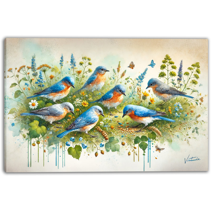 Bluebird Meadow Harmony: œuvre d'art panoramique, H 12 po x l 16 po x P 1 po