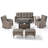 7-Piece Outdoor Patio Wicker Relaxed Fire Pit Set With Swivel Chairs And Ottomans-1542513232