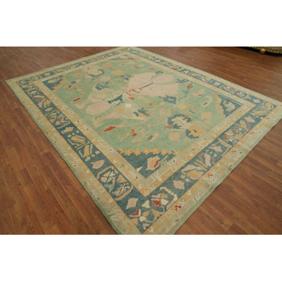 Vegetable Dye Green Oushak Turkish Area Rug 8x10