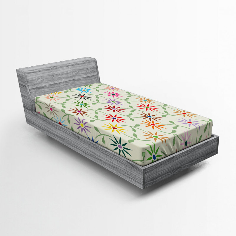 Microfiber Floral Fitted Sheet, Twin Fitted Sheet