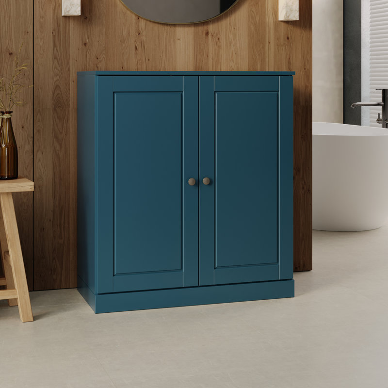 Armoire de salle de bain en bois massif l 32 po Melvous, Bleu sarcelle
