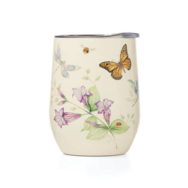 Lenox Butterfly-Meadow Cream Stainless Steel Tumbler With Straw