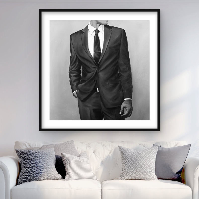 «Man in a costume - Livingroom Beauty», reproduction encadrée, H 36 po x l 36 po, Noir
