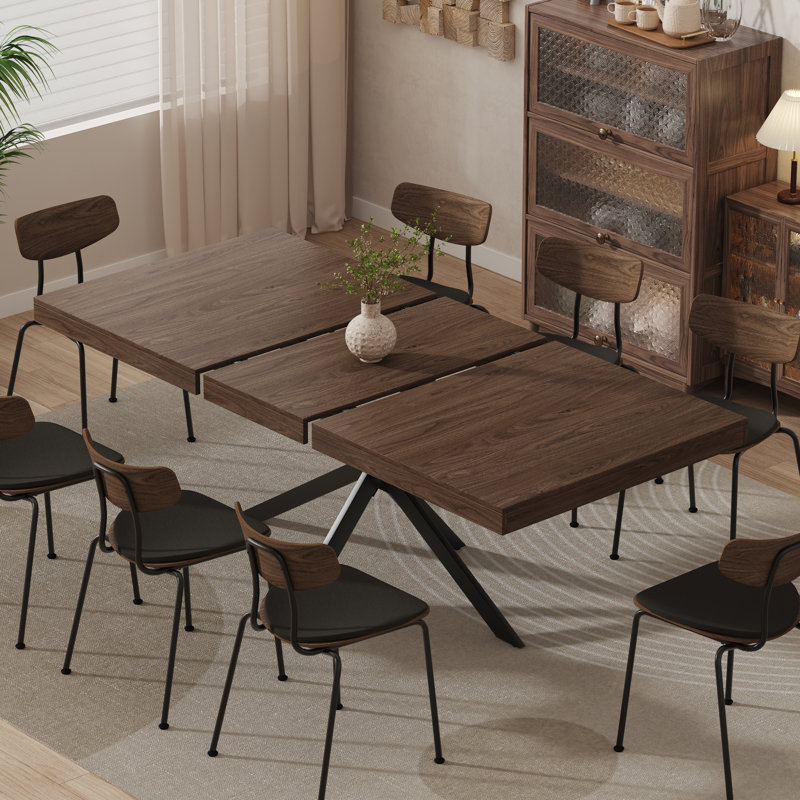 Table de salle à manger extensible Averni, H 29,9 po x l 55,1 à 70,9 po x P 31,5 po, Noyer grain vertical (avec rangement)