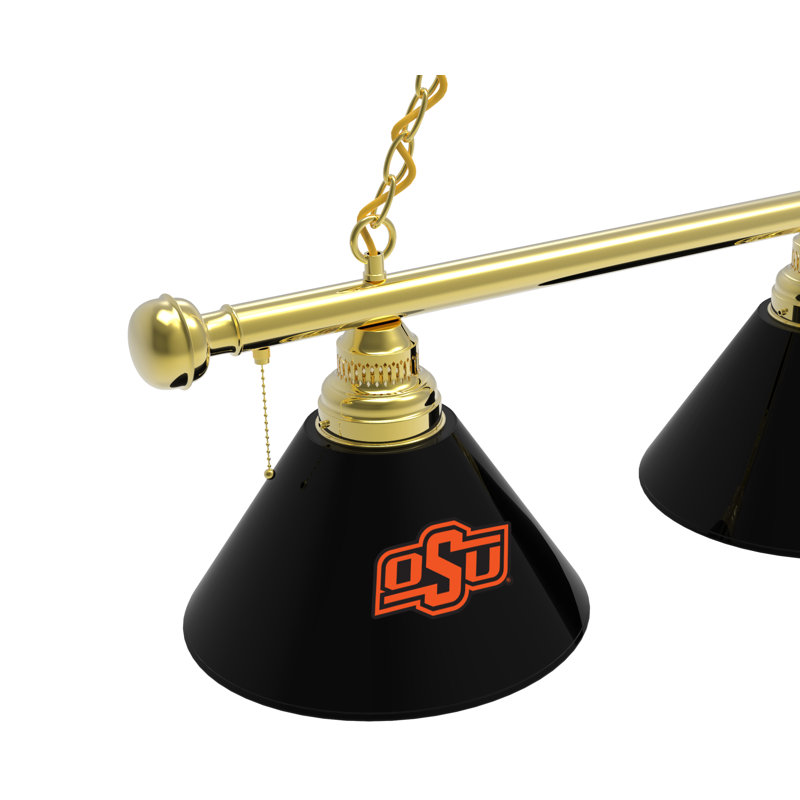3 - Light Pool Table Lights Pendant, Brass, Oklahoma State Cowboys