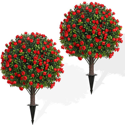 Artificial Boxwood Topiary Trees - Cone Shape Fake Plant With Modern Black Planter, Faux Outdoor Plants For Indoor Front Porch Plants Set Of 2