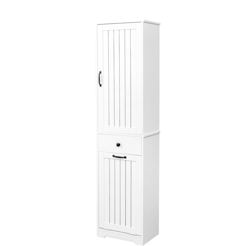 Armoire à linge blanche avec espace de rangement et de rangement pratique