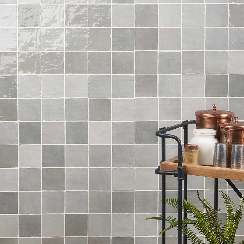 Portmore 4X4 Glazed Ceramic Tile, Gray