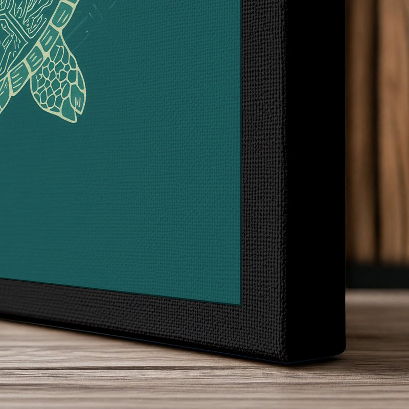 Drifting Turtle Japandi - Wrapped Canvas, 18x12 - 45.7 x 30.5 cm, Black Border