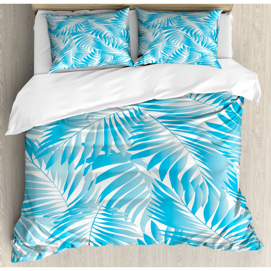 Bettbezug Set, Exotische Miami Palms, Tropisch, Türkis Aqua Blau