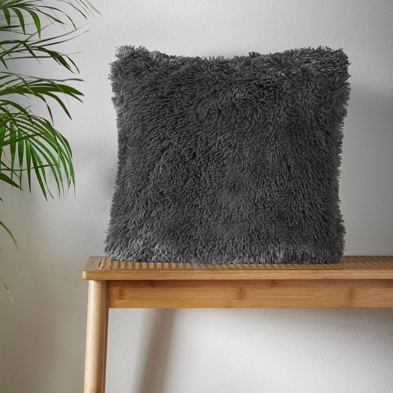 Cuddly Deep Pile Faux Fur Cushion Cover, Grey