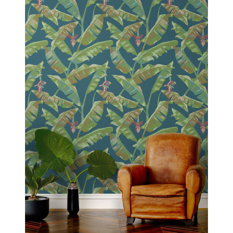 Papier peint Cavendish | Bleu sarcelle / traditionnel / rouleau - 27 po x 30 pi, Sarcelle
