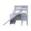 Lit superposé simple au-dessus de double avec 2 tiroirs, glissière, tablettes, échelle, lit superposé en bois d'hévéa avec glissière, tiroirs-578029874