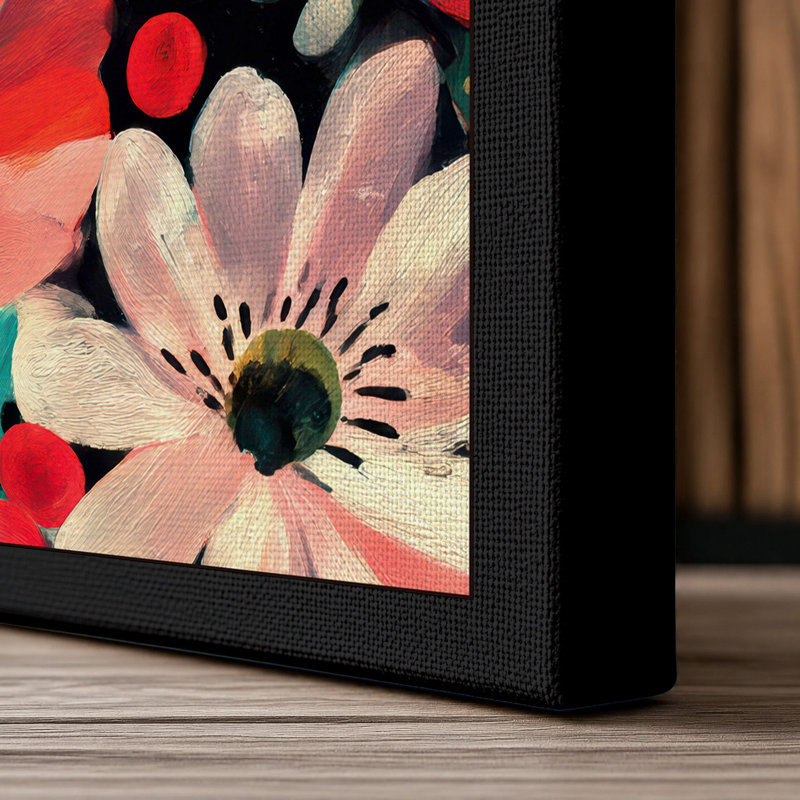 Vibrant Garden Blooms Botanical - Print, 24x16 - 61.0 x 40.6 cm, Black Border