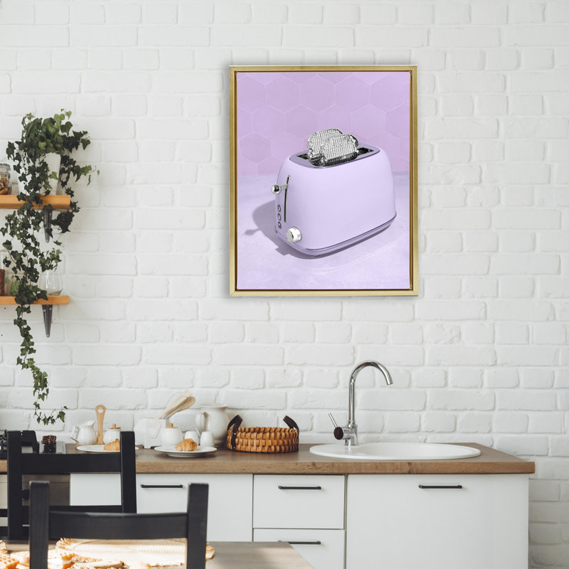 Disco Toast sur cadre flottant mauve, design par Lish Creative, 21 x 17, Cadre flottant métallique doré