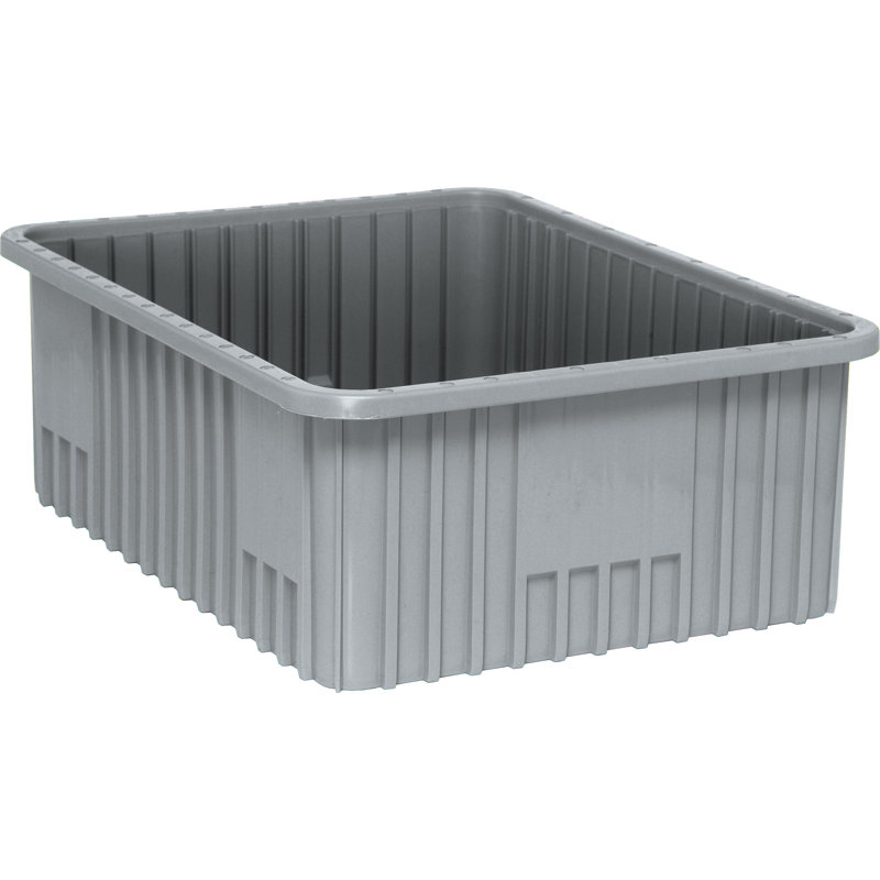 Contenant diviseur à grille, boîte de 3, H 8 po x l 17,5 po x P 22,5 po, Gris