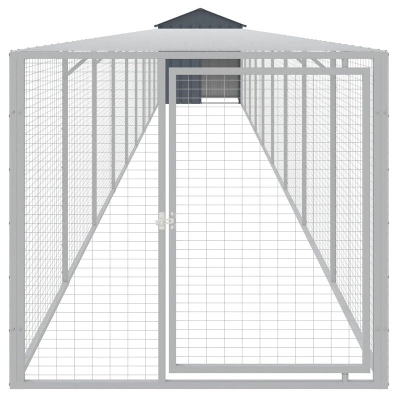 Poulailler avec couloir et grillage Drayten, Gris anthracite, H 48,4 po x l 46,1 po x P 400,4 po