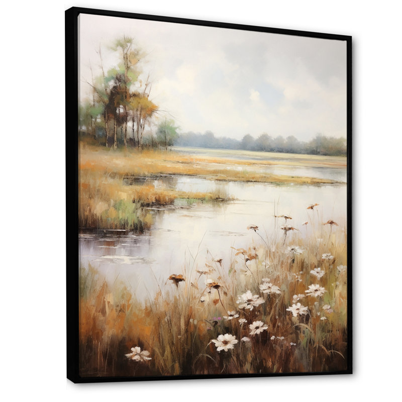 Meadow Timeless Beauty - Décoration murale florale, H 44 po x l 34 po x P 1,5 po, Cadre flottant noir