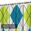 Rideau de douche vert / bleu / blanc / bleu sarcelle avec 12 crochets-127338149