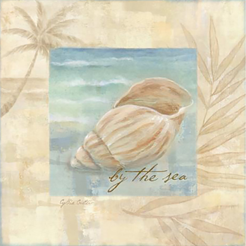Impression d’art graphique sur papier, "Island Shell III" par Cynthia Coulter, H 12 po x l 12 po x P 0,1 po