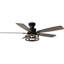 Ventilateur de plafond encastré de style ferme de 132 cm (52 ​​po) avec lumière et télécommande, 6 vitesses, réversible, noir, à profil bas, pour chambre ou salon.