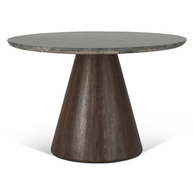 Caldera 48" Round Dining With Lava Marble And Dark Oak Base