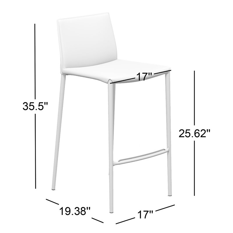 Tabouret de comptoir rembourré Boheme, Blanc optique mat