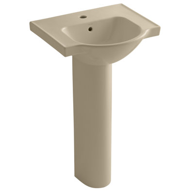 Veer™ Ceramic Pedestal Bathroom Sink with Overflow