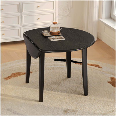 Space-Saving Extendable Folding Round Dining Table, 2-4 People Wood Table with Adjustable Size for Small Apartments & Dining Areas