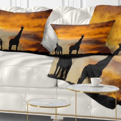 Silhouette de la faune africaine - coussin imprimé animal