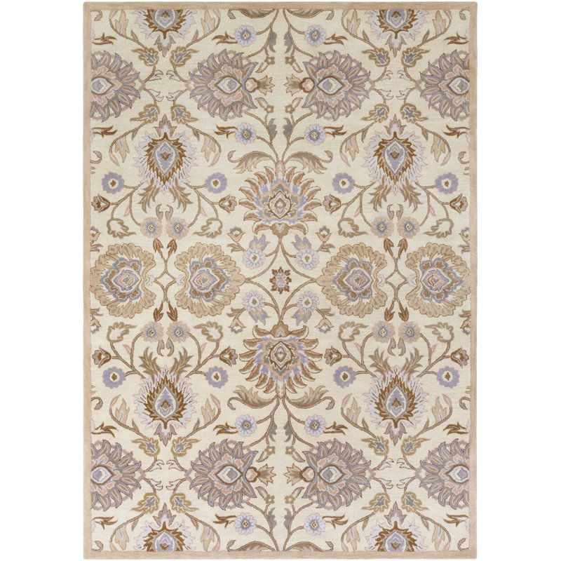 Tapis ivoire / brun / taupe / brun clair en laine touffeté à la main Arden, Rectangle 12 pi x 15 pi