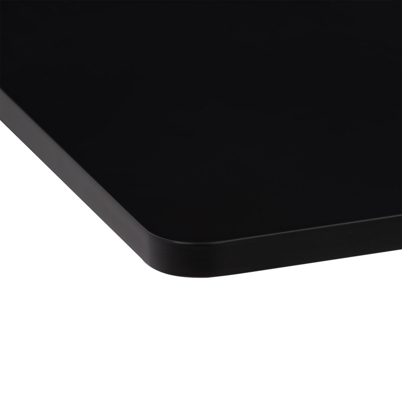 Table de salle à manger carrée à base en métal réglable Anassi, Noir, Argent