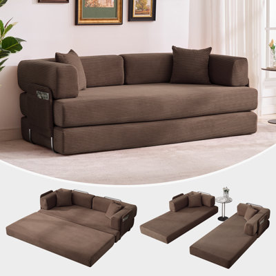 Canapé-lit convertible 78,8 po, canapé modulaire en velours côtelé avec coussin, salon-lit pliant 5-en-1 pour le salon
