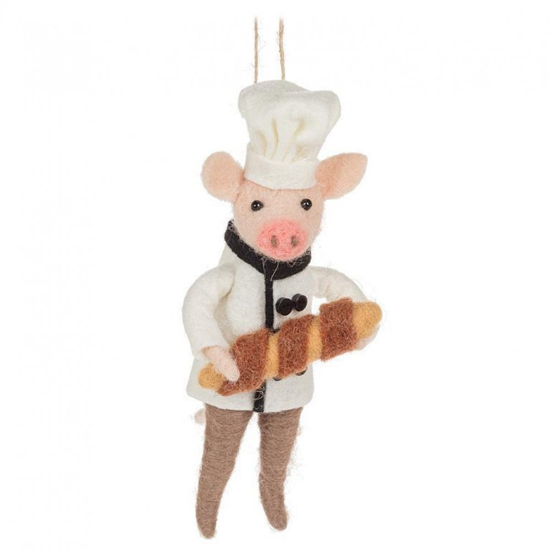 Cochon de boulanger avec ornement baguette