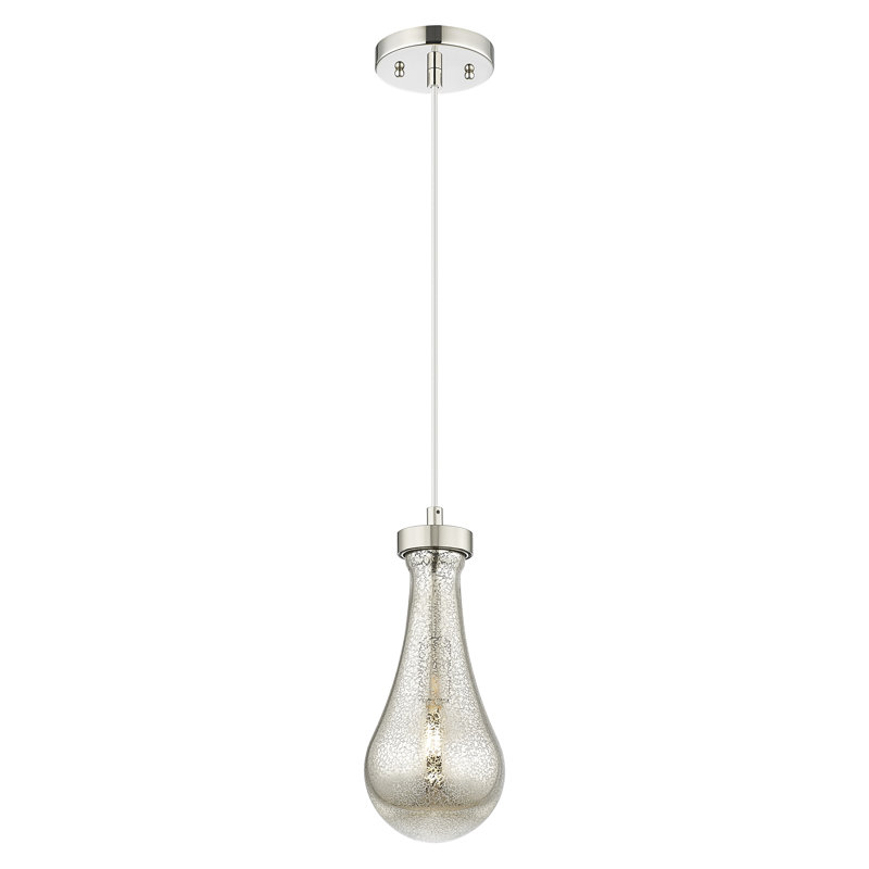 Luminaire suspendu à 1 lumière Owego, Clair, Nickel poli, H 12,13 po x l 5,13 po x P 5,13 po