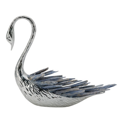 Sagebrook Home 6" Majesty Blue Kyanite Stone Sitting Metal Swan