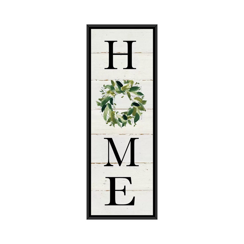 "Home" par Carol Robinson - art textuel panoramique sur toile, Toile avec cadre noir, Pas de tapis