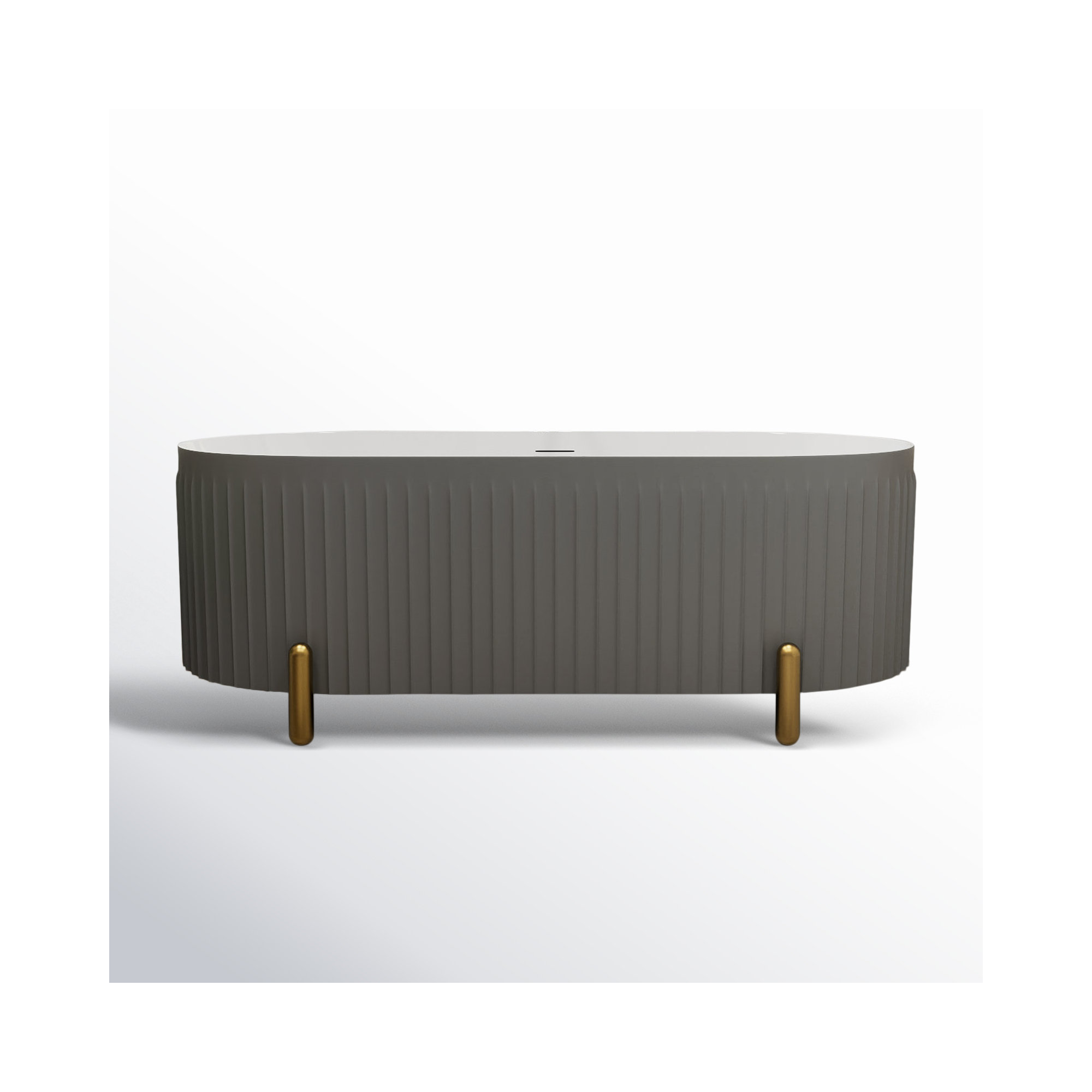 Colour 67" L x 31" W Fluted Freestanding Soaking Acrylic Bathtub with Chrome Drain and Overflow, Gray