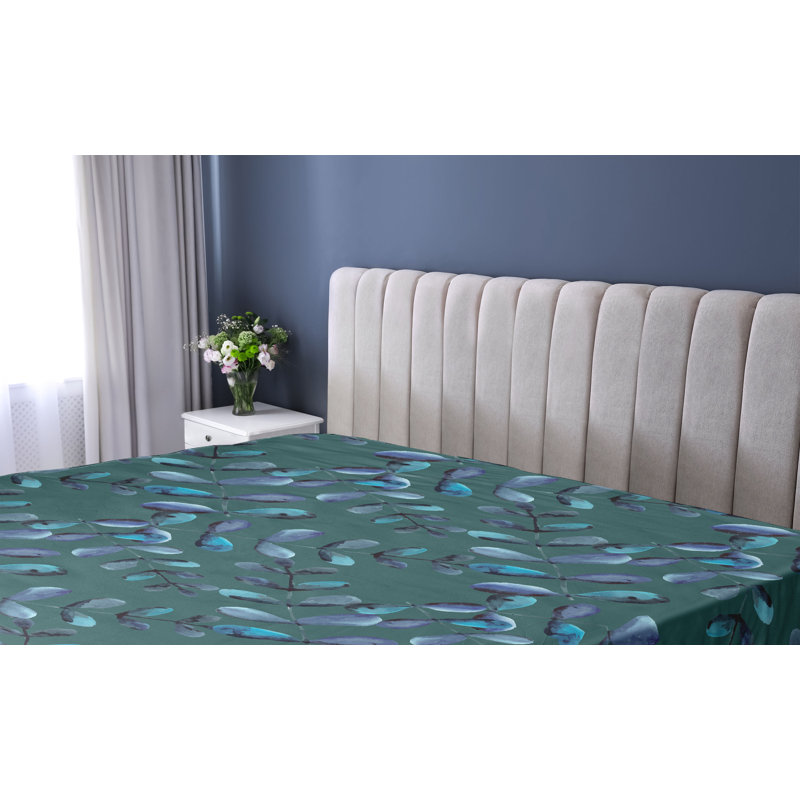 Drap-housse Ambesonne, Drap-housse de taille simple, Indigo, bleu pétrole pâle / floral