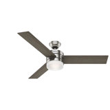 54" Exeter 3 - Blade Standard Ceiling Fan with Remote Control and Light Kit Included