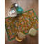 Tapis brun multicolore à motif floral multicolore