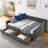 Daybed With Drawers Upholstered Tufted Sofa Bed, With Button On Back And Copper Nail On Waved Shape Arms-236978909-236978896