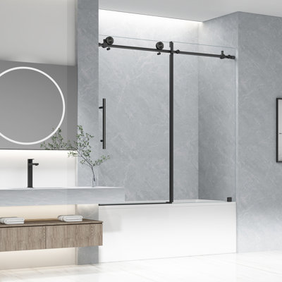 58"-60"W×60"H Single Sliding Frameless Shower Door With 5/16"Clear Tempered Glass
