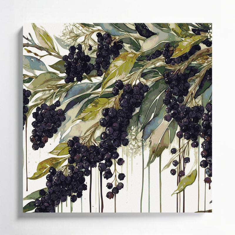 Fruit, sureau blanc, art mural, H 16 po x l 16 po