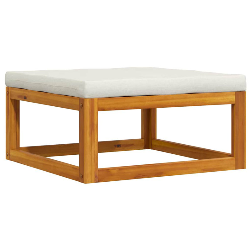 Outdoor Ottoman with Cushion, Cream