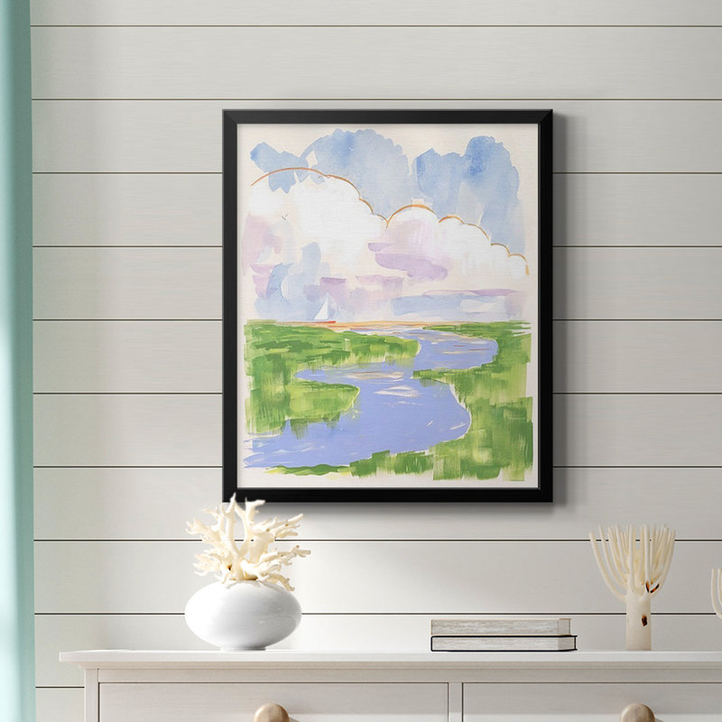 «Low Country River Vista I», toile encadrée de qualité supérieure - prête à être accrochée, Noir, H 24 po x l 20 po