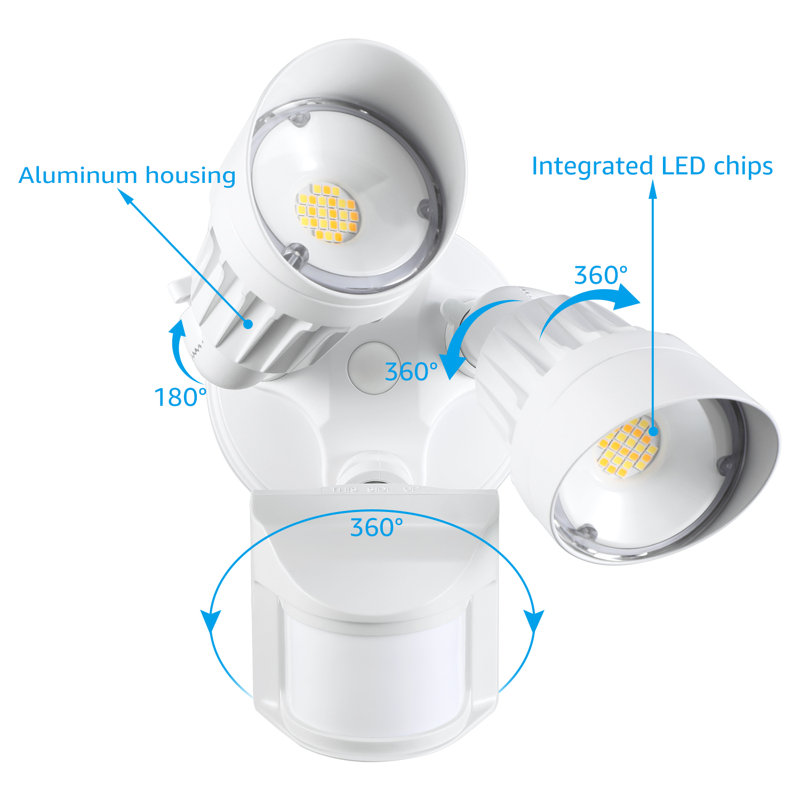 Lumière de sécurité à crépuscule réglable à 2 têtes 3Cct, Blanc